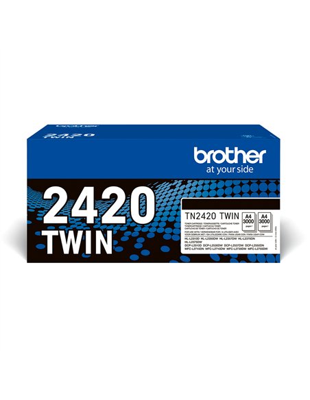 Brother TN2420 Negro Pack de 2 Cartuchos de Toner Originales - TN2420TWIN