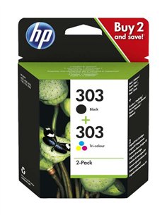HP 303 - 3YM92AE - Noir, Tricolor- Pack 2 Cartouches HP