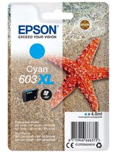 Epson 603XL - C13T03A24010 - Étoile de mer - Cyan - Cartouche