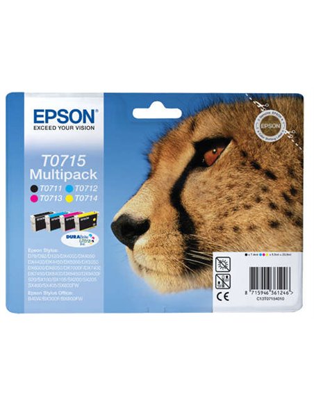 Epson T0715 - C13T07154012 - Guépard - Pack de 4 Cartouches